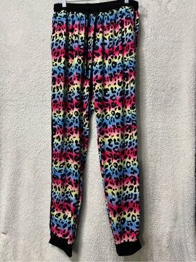 Adults Rainbow Leopard Print Jogger Pants - Multicolor